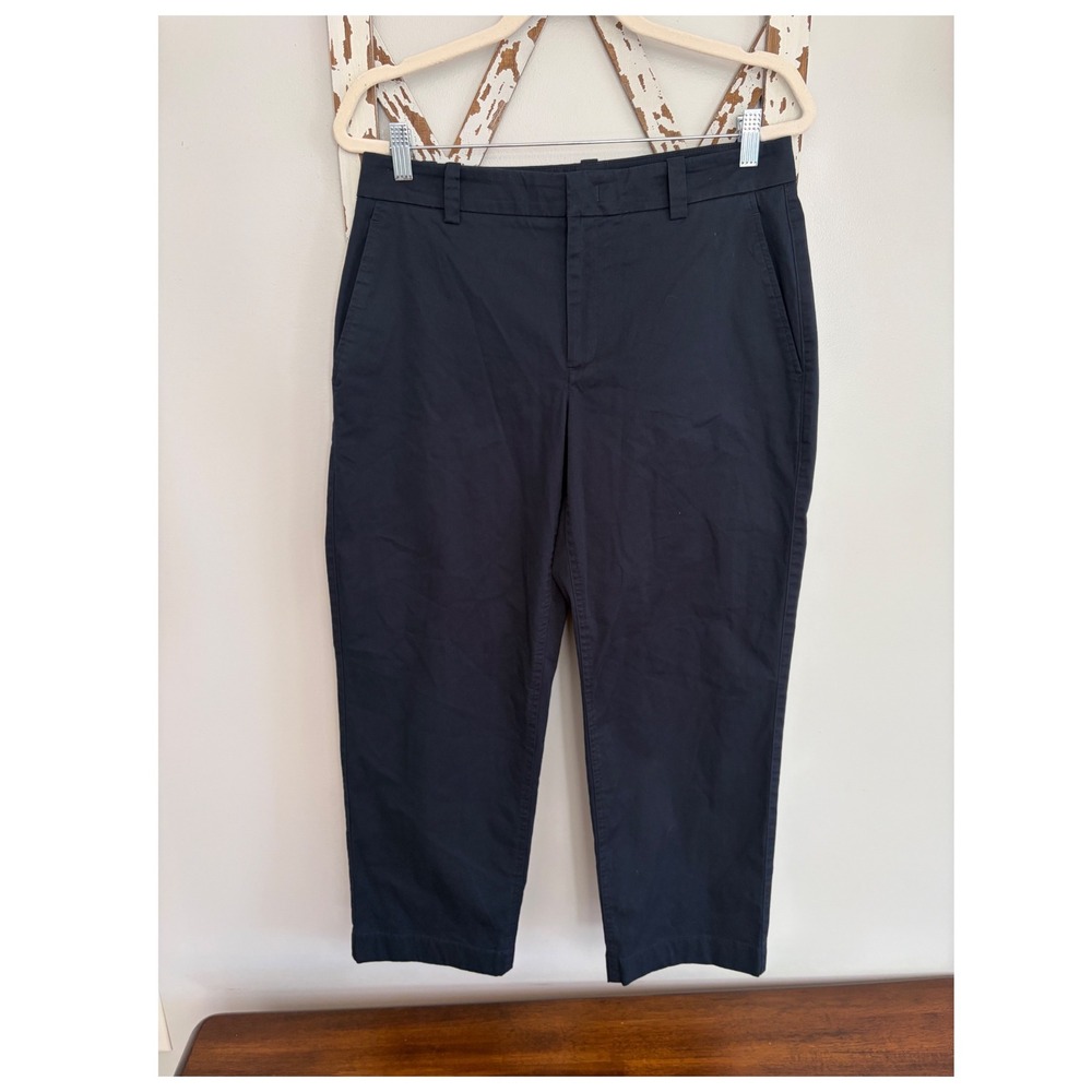Vince Washed Cotton Crop Trousers Blue Size 8